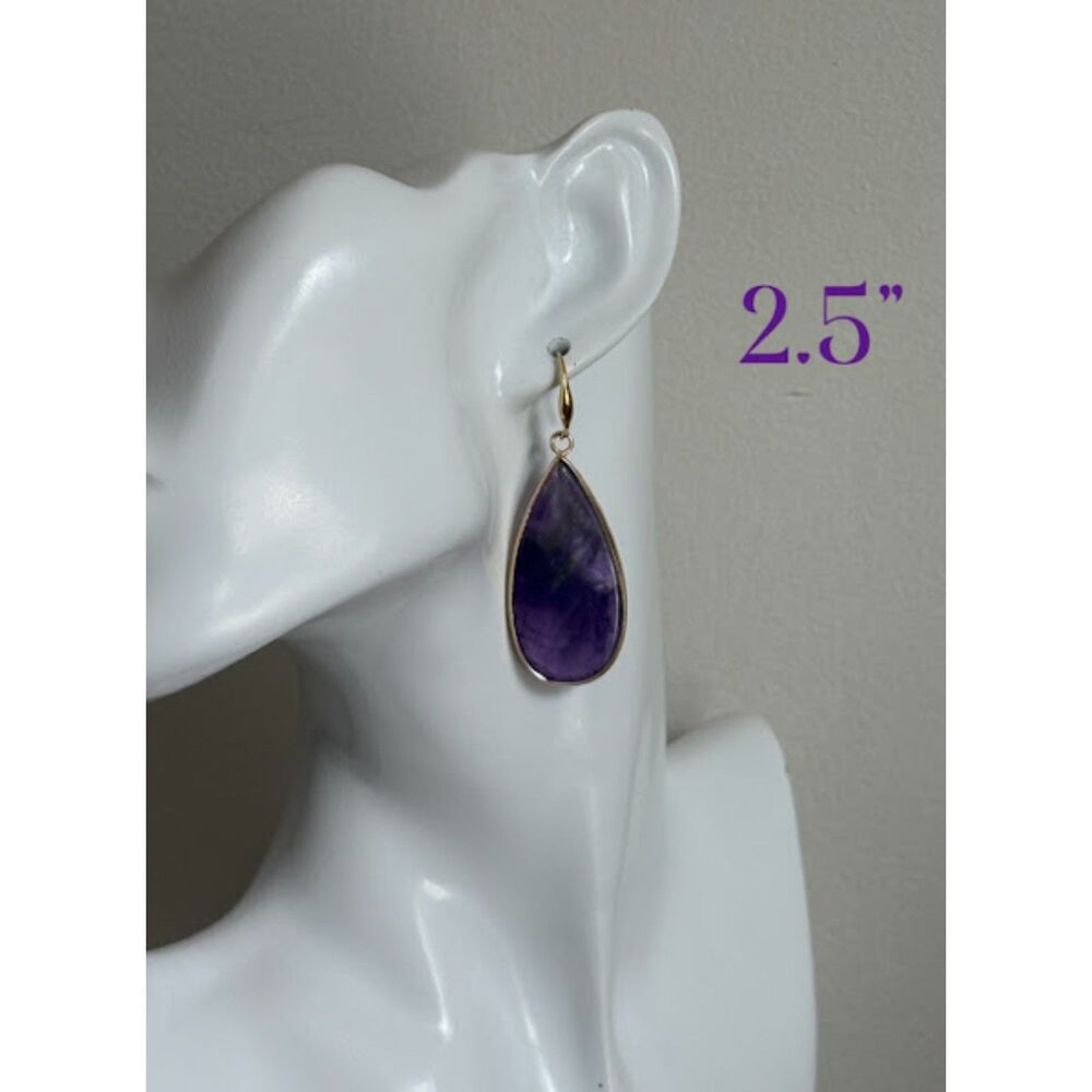 Amethyst Teardrop Earrings NWT 2.5"